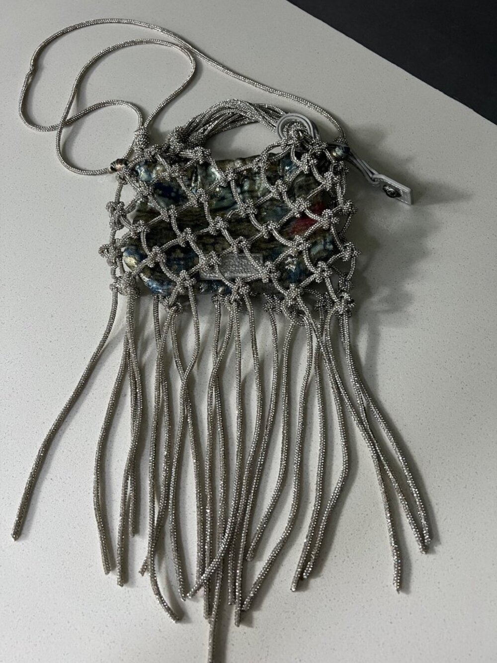 KURT GEIGER LONDON Mini Macramé Crystal Drawstring Bag - Picture 7 of 10